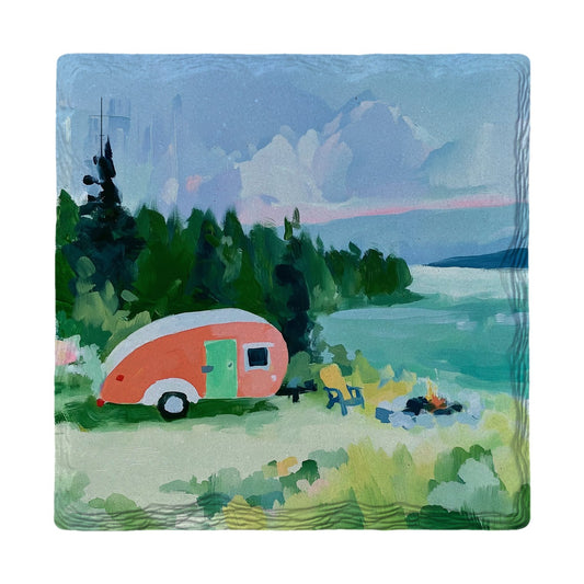 Camper Lake Overlook | Ceramic Drink Coaster