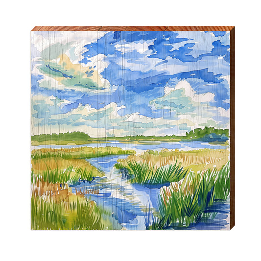 Watercolor Shore | Wall Art Print on Real Wood