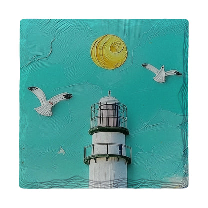 Cute Impasto Lighthouse | Ceramic Drink Coaster