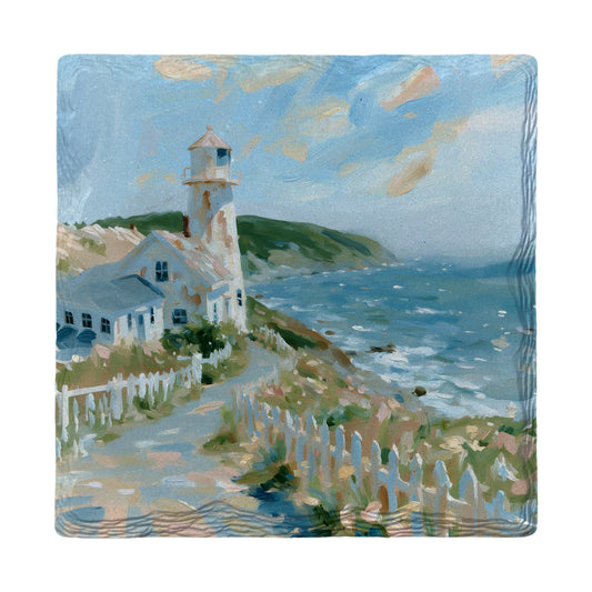 Seaside Lighthouse Lane | Ceramic Drink Coaster
