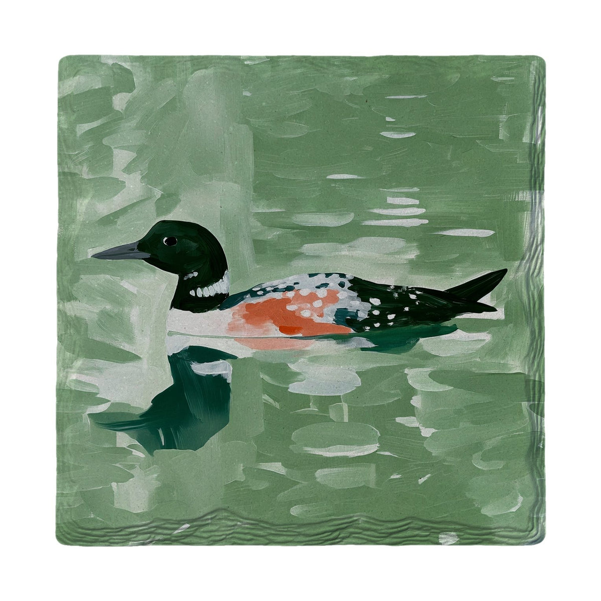 Loon On Green Water | Ceramic Drink Coaster