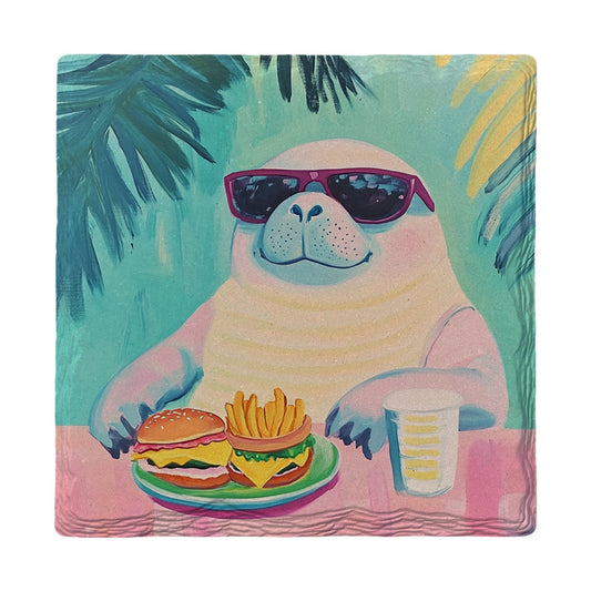 Beach Snack Manatee | Ceramic Drink Coaster