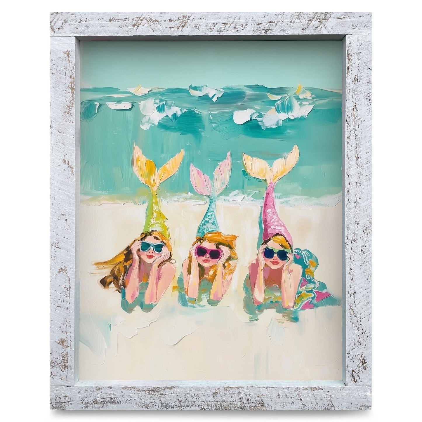 The Cutest Mermaids | Real Wood Framed Wall Art Print