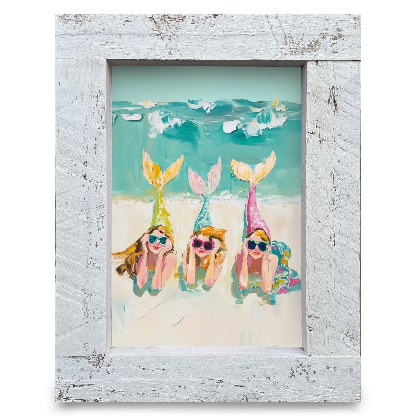 The Cutest Mermaids | Real Wood Framed Wall Art Print