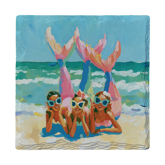 Sunny Mermaid Trio | Ceramic Drink Coaster