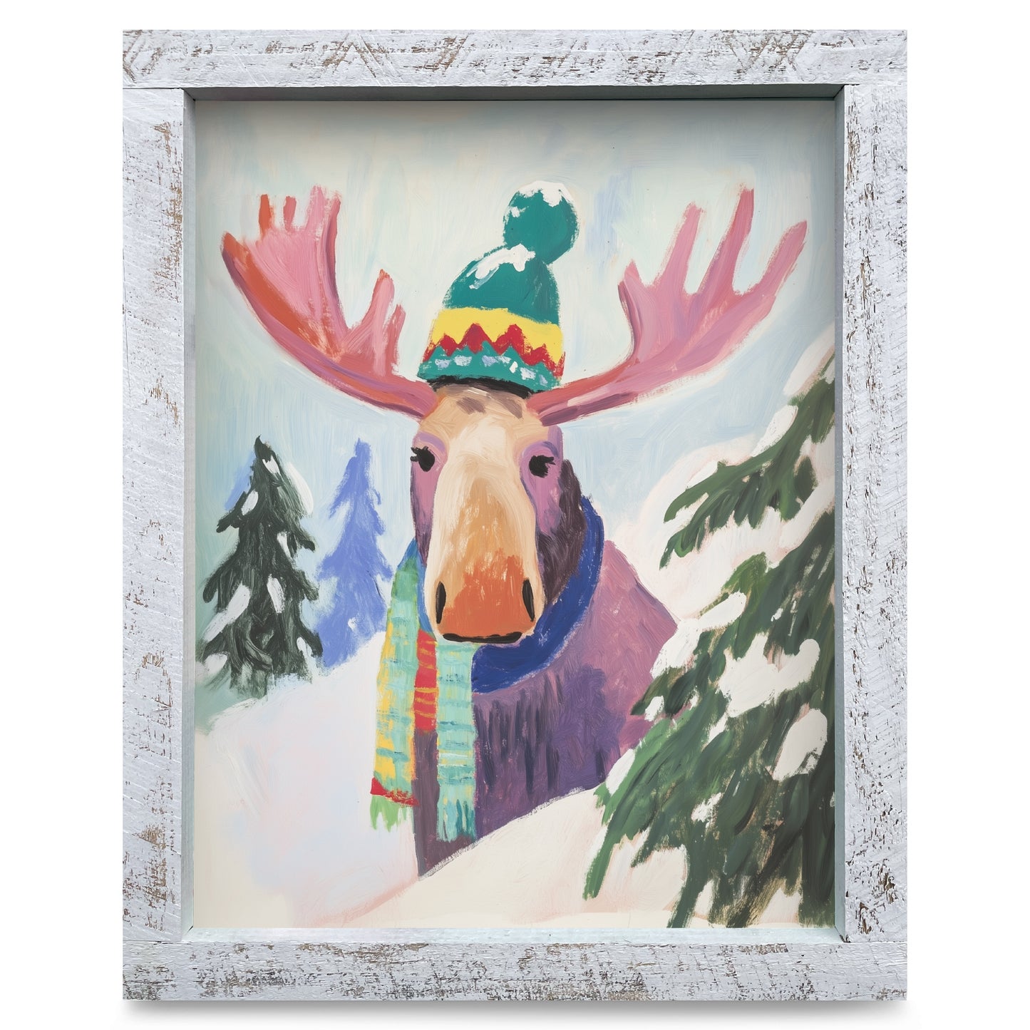 The Cutest Moose | Real Wood Framed Wall Art Print