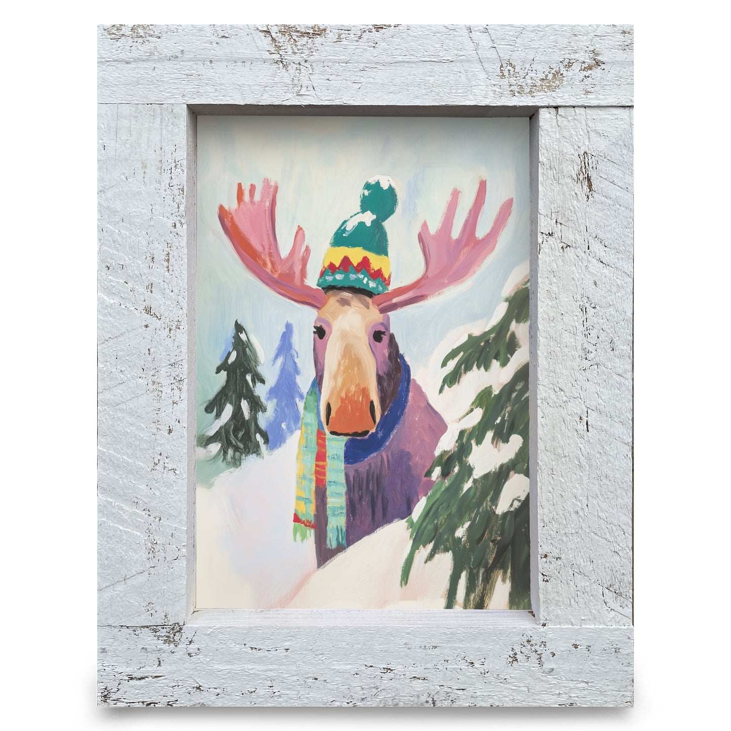 The Cutest Moose | Real Wood Framed Wall Art Print