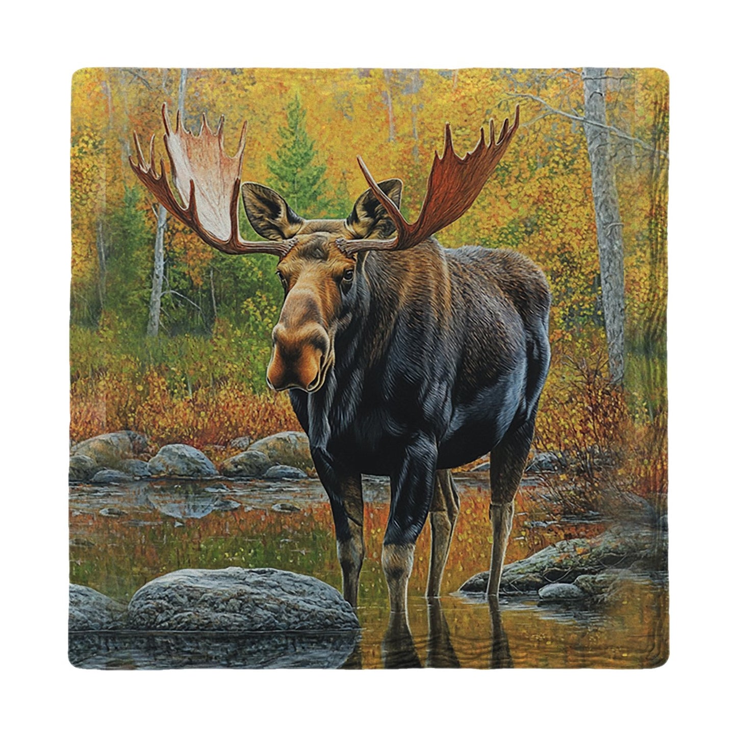 Autumn Moose Crossing | Ceramic Drink Coaster