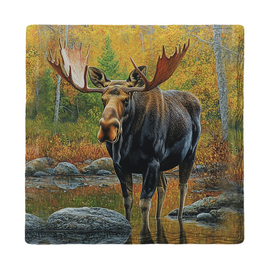 Autumn Moose Crossing | Ceramic Drink Coaster