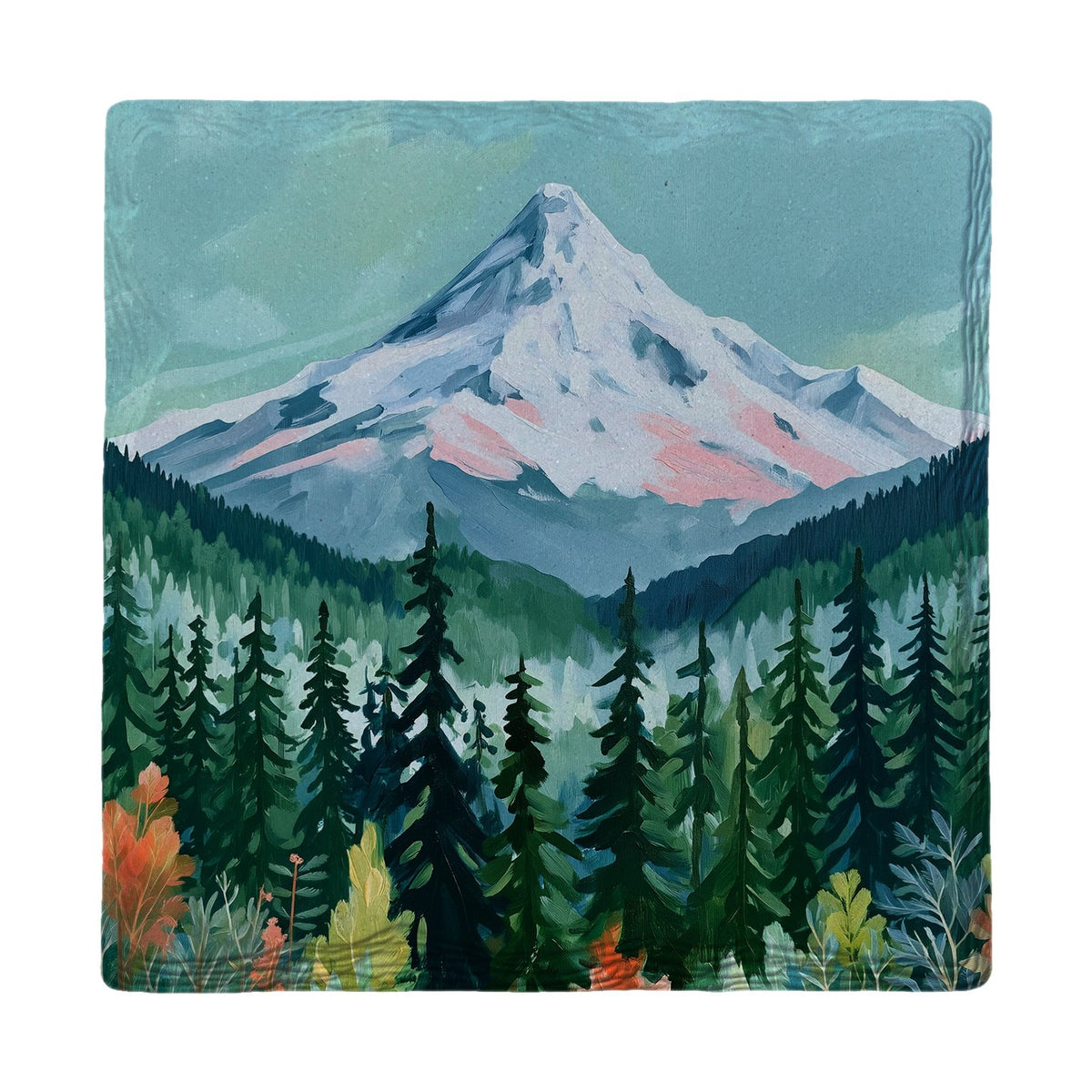 Snowy Peak And Pines | Ceramic Drink Coaster