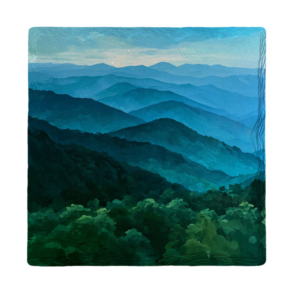 Smoky Blue Ridges absorbent ceramic drink coaster