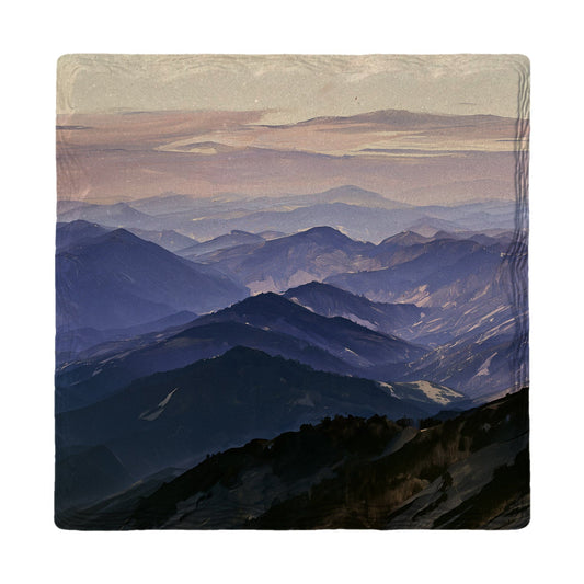 Misty Blue Ridge Layers | Absorbent Ceramic Drink Coaster