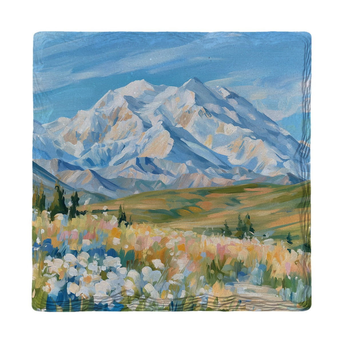 Snowcapped Mountain Meadow | Absorbent Ceramic Drink Coaster