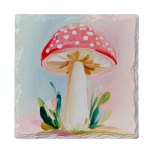 Pink Toadstool Charm | Ceramic Drink Coaster