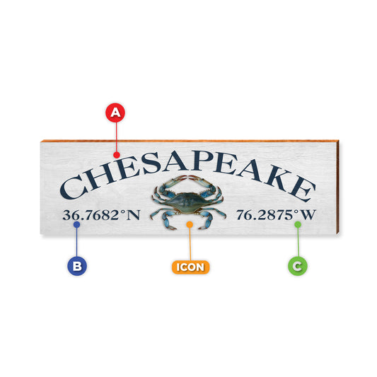 Customizable Coastal White Background Navy Text | Real Wood Sign