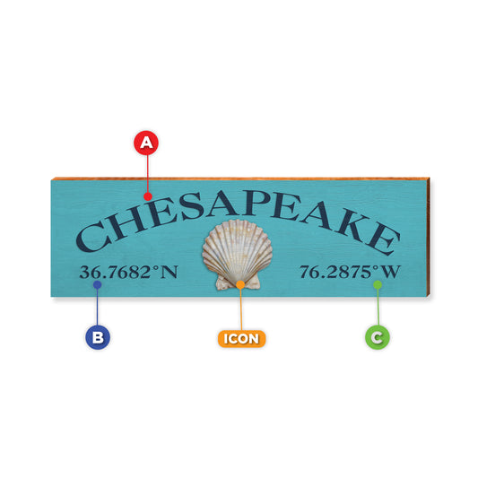 Customizable Coastal Blue Background Navy Text | Real Wood Sign