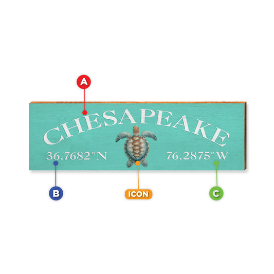 Customizable Coastal Aqua Background White Text | Real Wood Sign