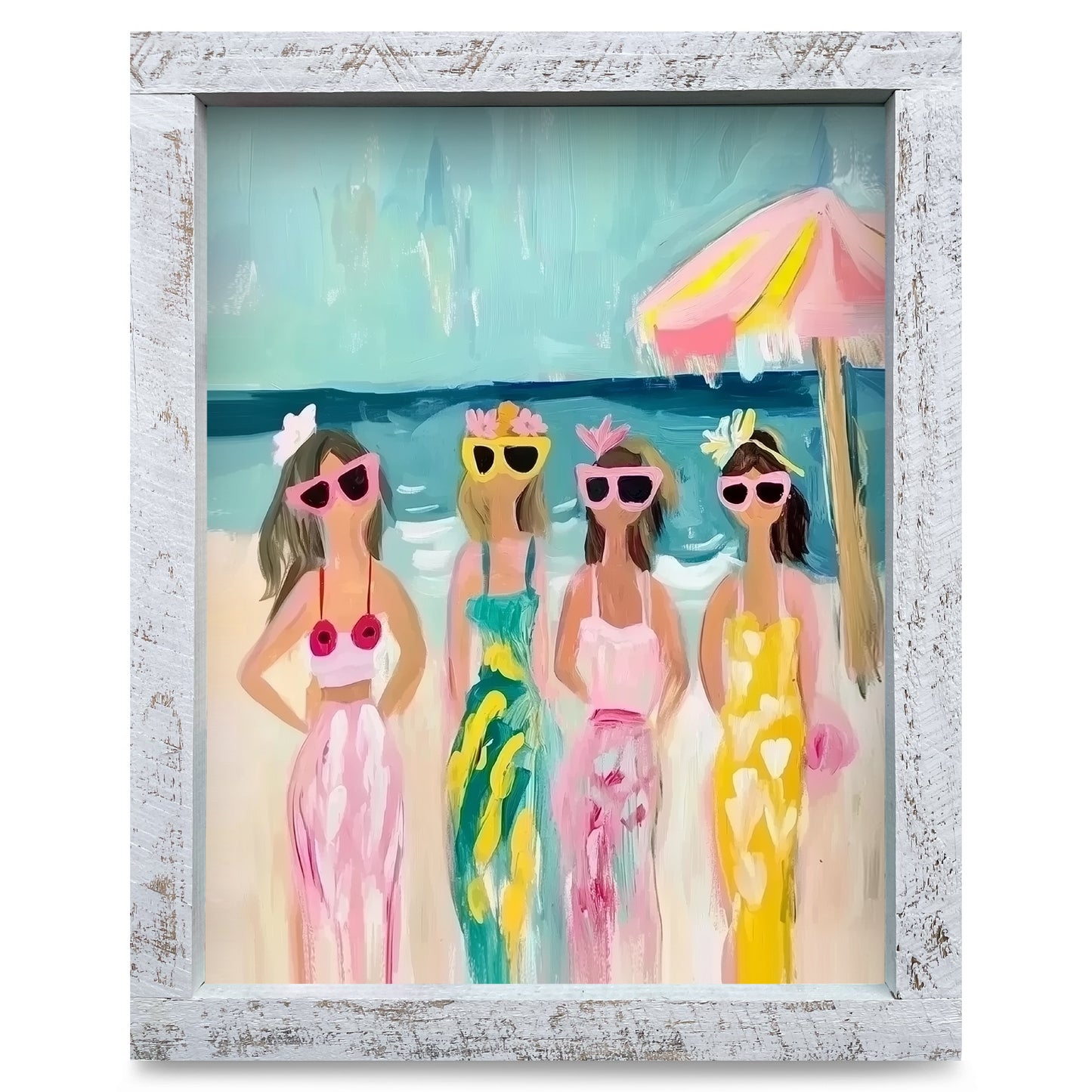 Funky Beach Girls | Real Wood Framed Wall Art Print