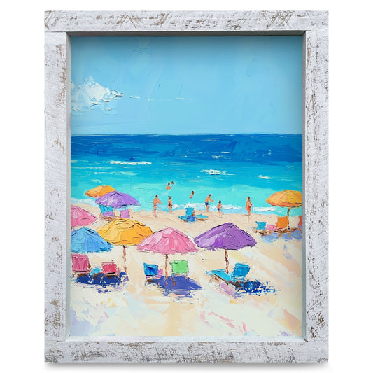 Blue Sky Beach | Real Wood Framed Wall Art Print