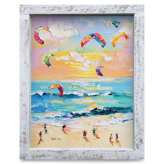 Colorful Kites | Real Wood Framed Wall Art Print