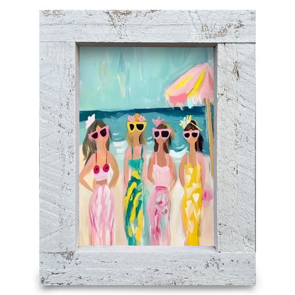 Funky Beach Girls | Real Wood Framed Wall Art Print