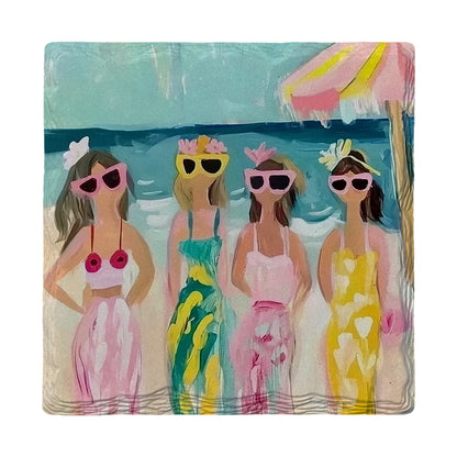 Funky Beach Girls | Ceramic Drink Coaster