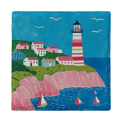 Cute Pink Coastal Cliffs | Ceramic Drink Coaster