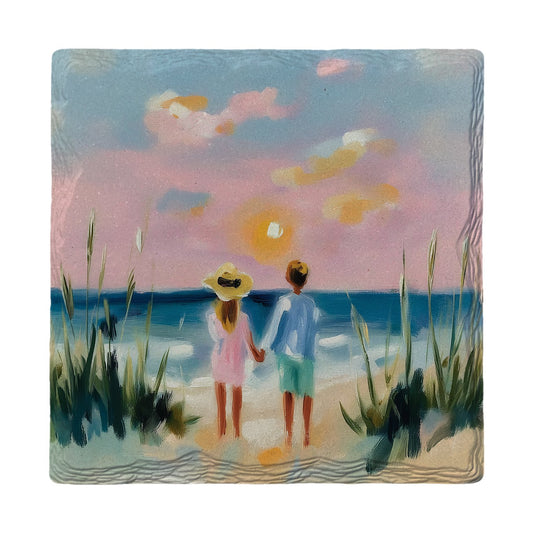 Sunset Beach Stroll | Ceramic Drink Coaster