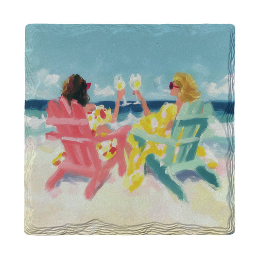 Beachside Wine Toast | Ceramic Drink Coaster
