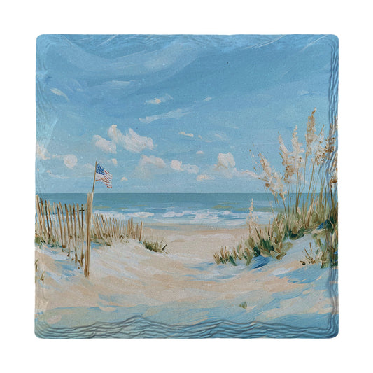 Flag on the Dunes | Ceramic Drink Coaster
