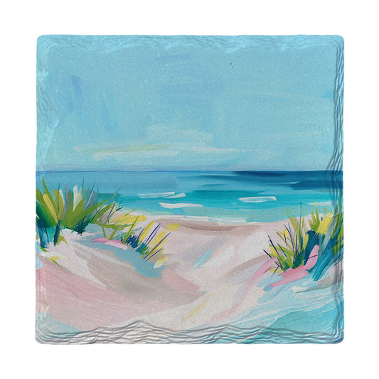 Turquoise Dune Path | Ceramic Drink Coaster