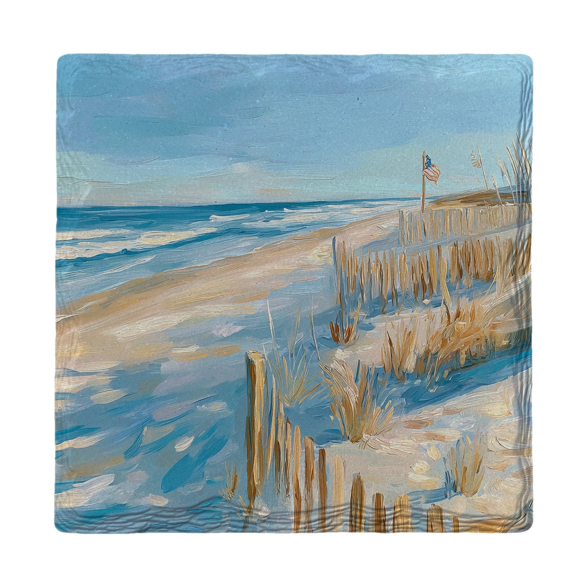 Seaside Fence and Flag | Ceramic Drink Coaster