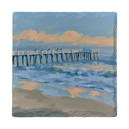 Pelican Pier Morning | Ceramic Drink Coaster