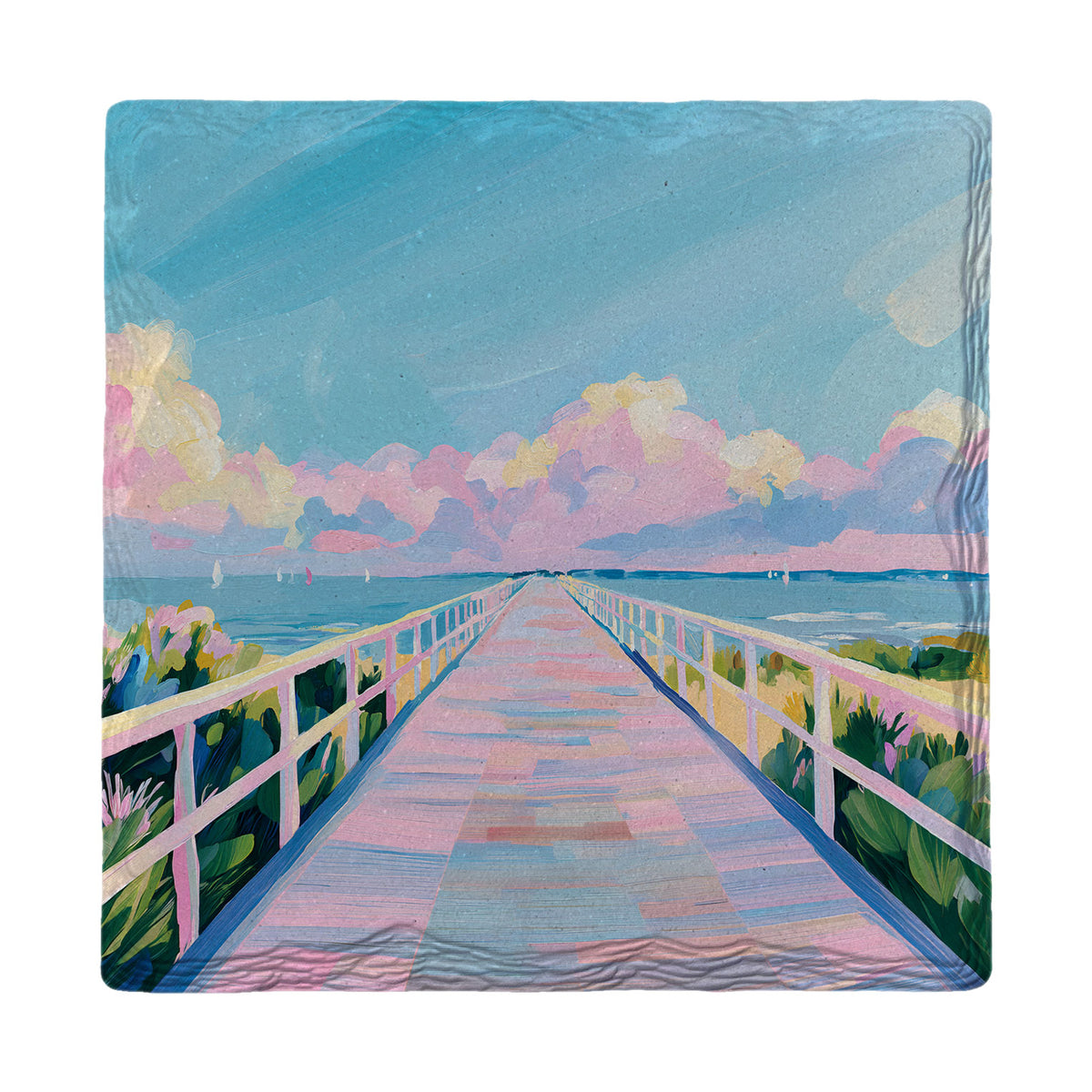 Pastel Pier Horizon absorbent ceramic drink coaster