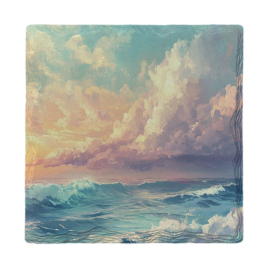 Pastel Sunset Waves | Ceramic Drink Coaster