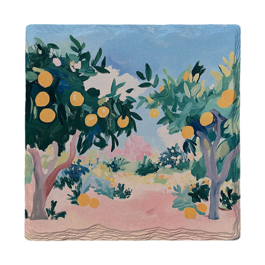Orange Grove Path | Ceramic Drink Coaster
