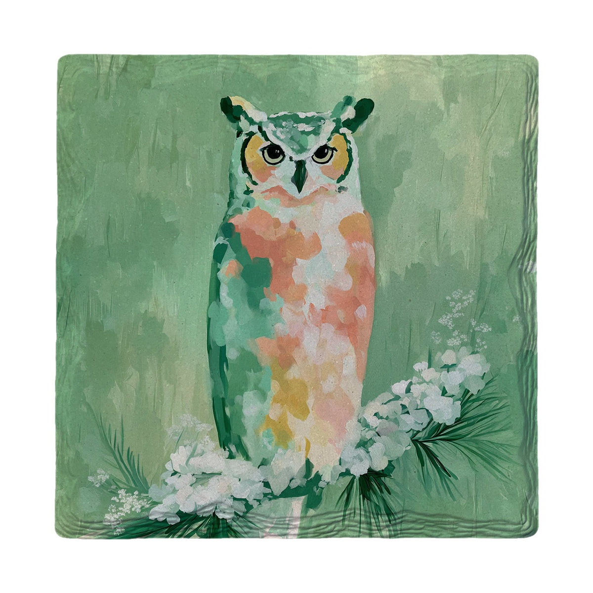 Sage Green Owl | Ceramic Drink Coaster