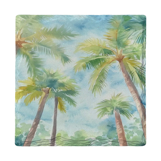 Watercolor Palm Sky | Ceramic Drink Coaster