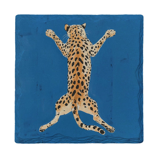 Playful Leopard Stretch | Ceramic Drink Coaster