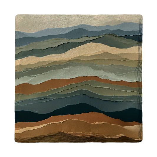 Layered Earth Ridges | Absorbent Ceramic Drink Coaster