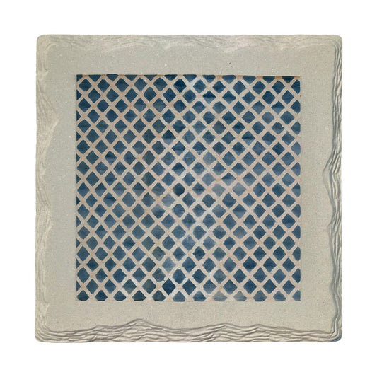 Indigo Lattice | Absorbent Ceramic Drink Coaster