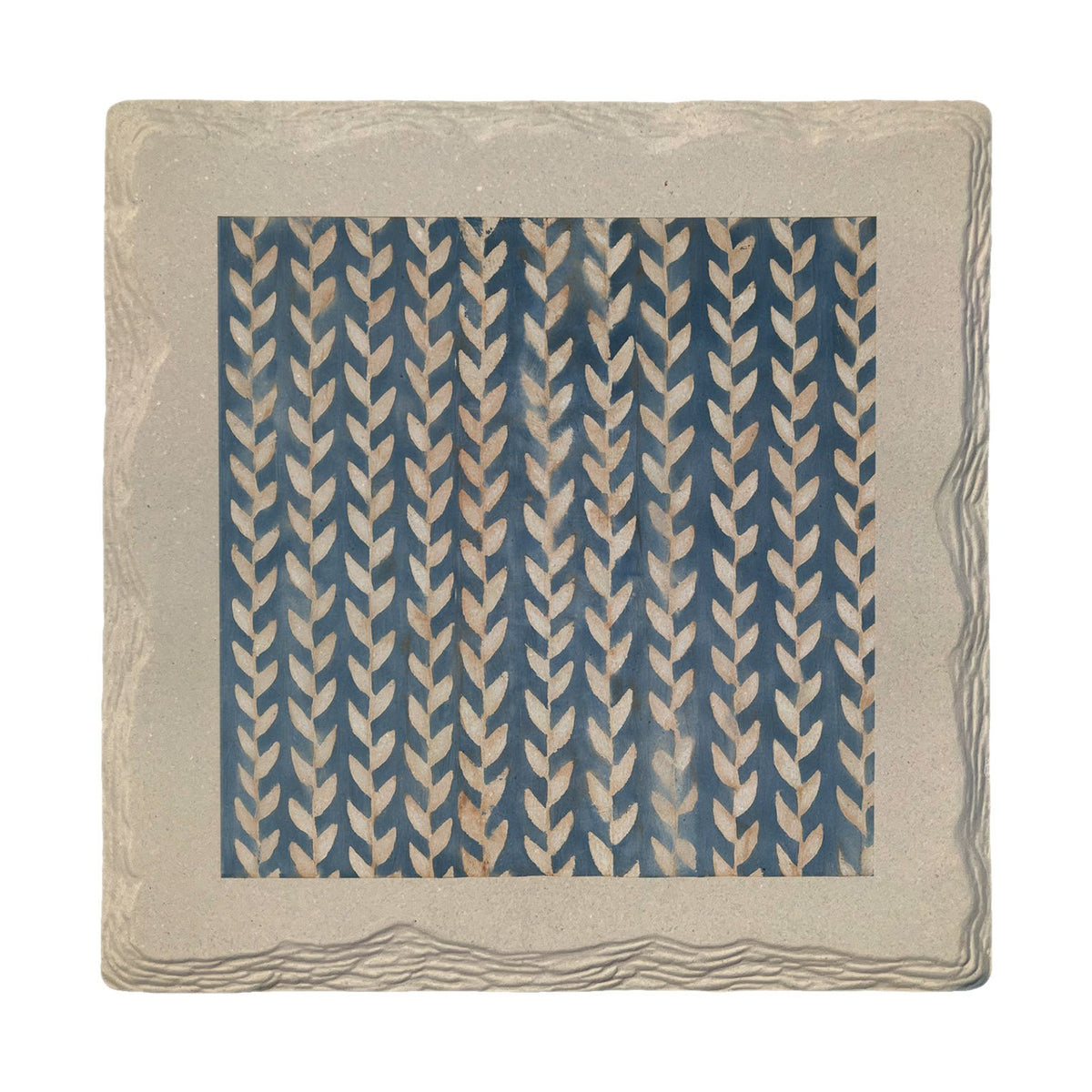 Indigo Herringbone | Absorbent Ceramic Drink Coaster