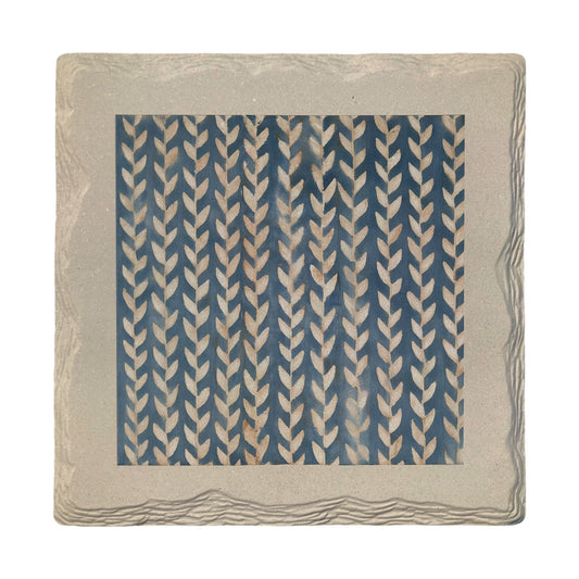 Indigo Herringbone | Absorbent Ceramic Drink Coaster