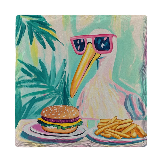 Beach Burger Pelican | Ceramic Drink Coaster