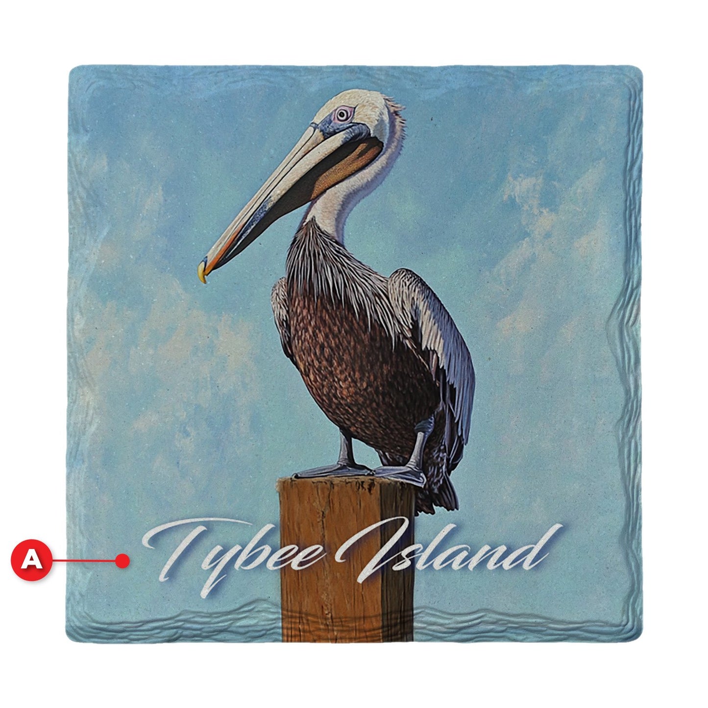 Tybee Island Pelican | Ceramic Drink Coaster