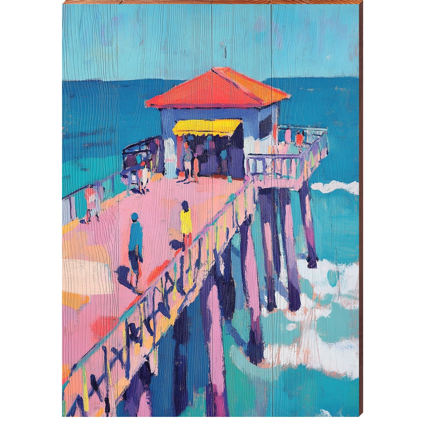 Coastal Pier Portrait | Wall Art Print on Real Wood