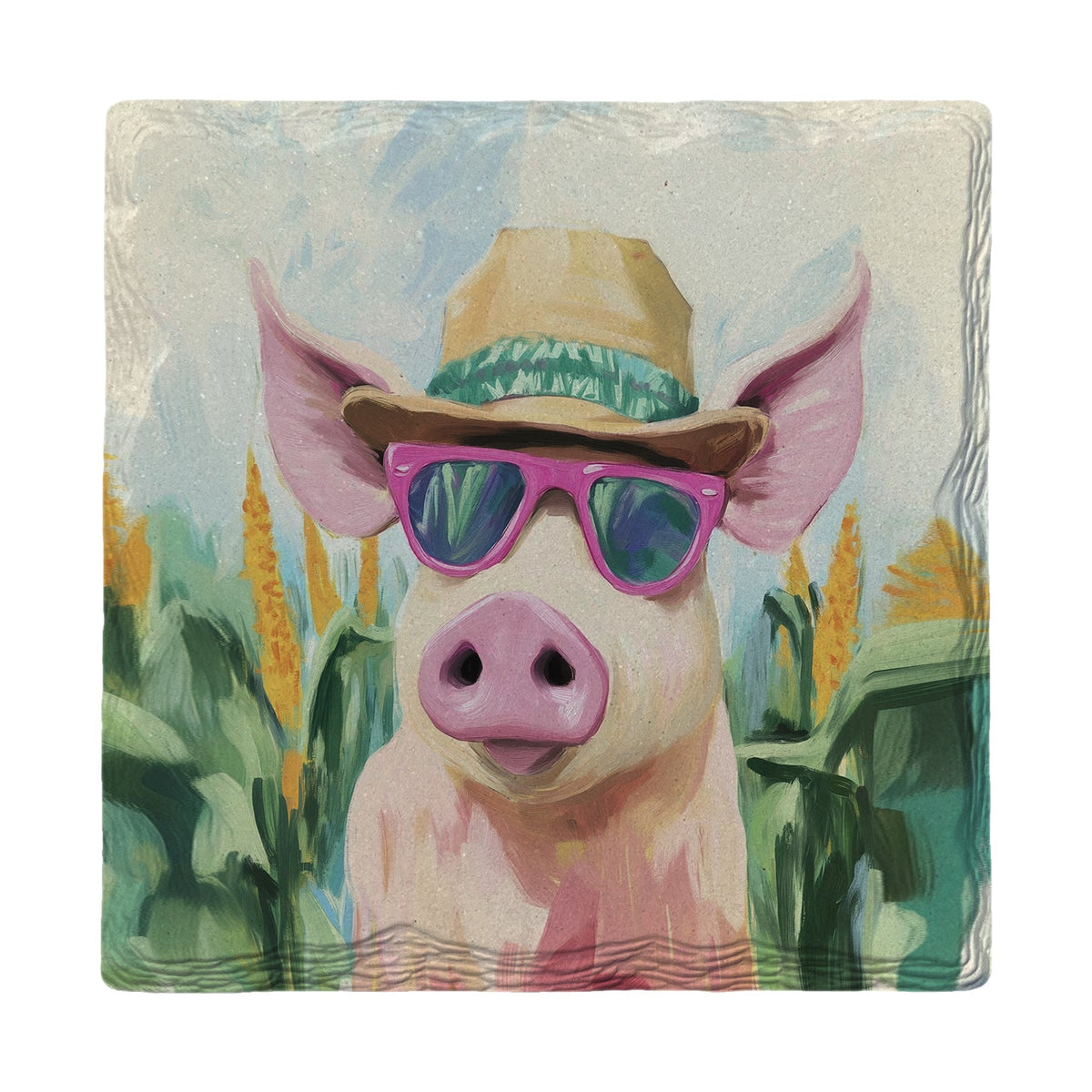 Pig in Pink Sunglasses | Absorbent Ceramic Drink Coaster
