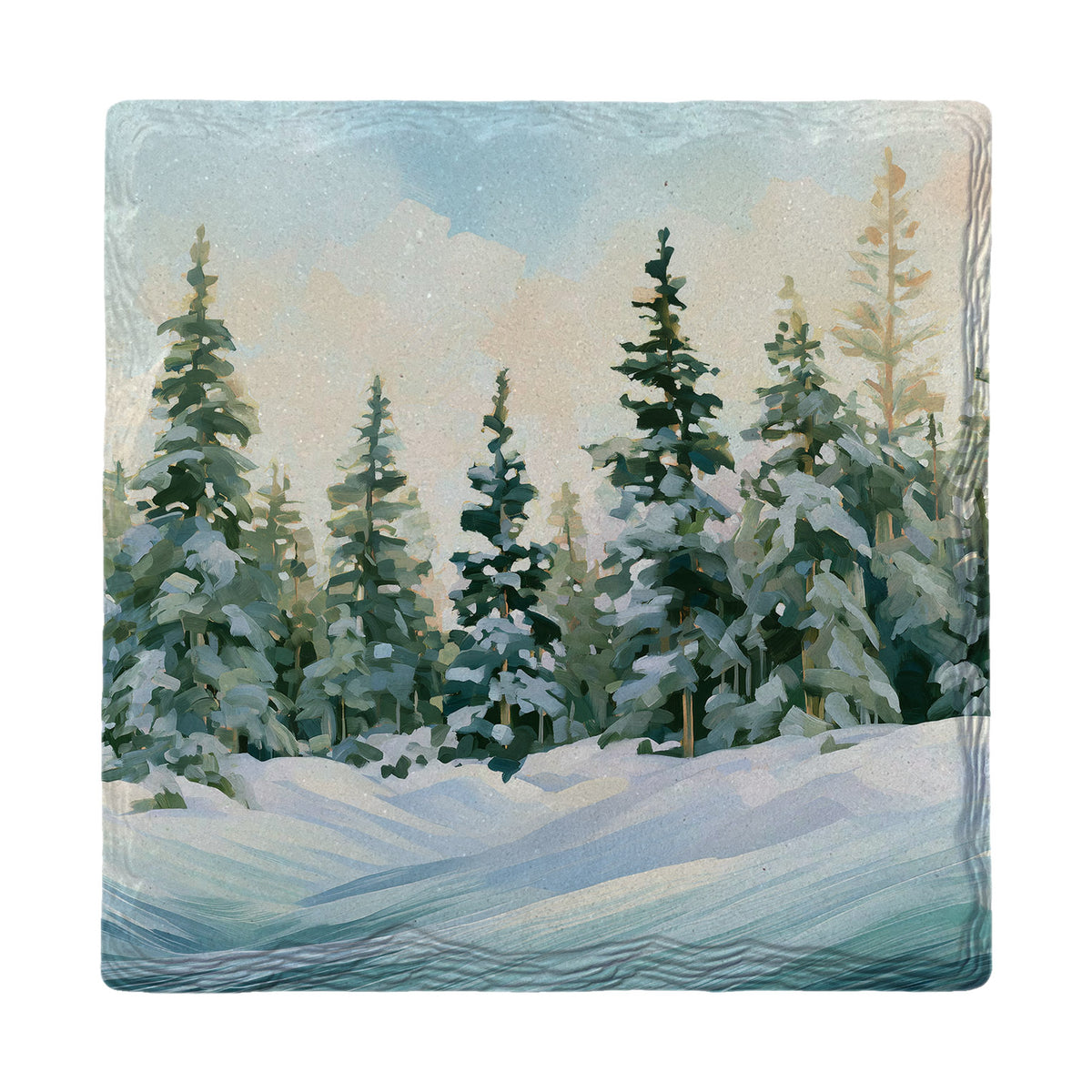 Snowy Pine Forest | Absorbent Ceramic Drink Coaster