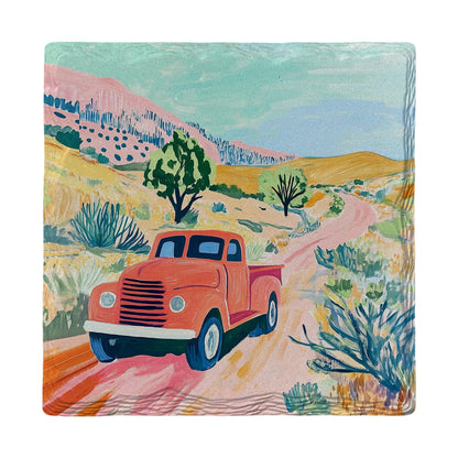 Whimsy Mountain Pickup Truck | Ceramic Drink Coaster