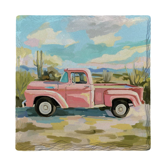 Desert Pink Pickup | Ceramic Drink Coaster